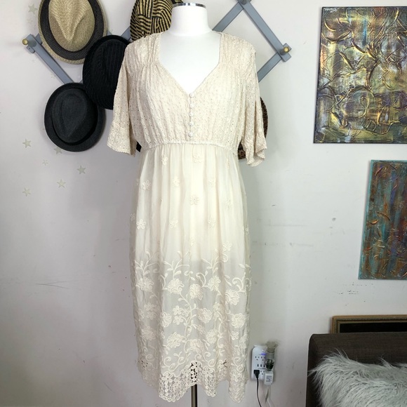 Johny Was Ambre embroidered BoHo cut out dress - Picture 7 of 12